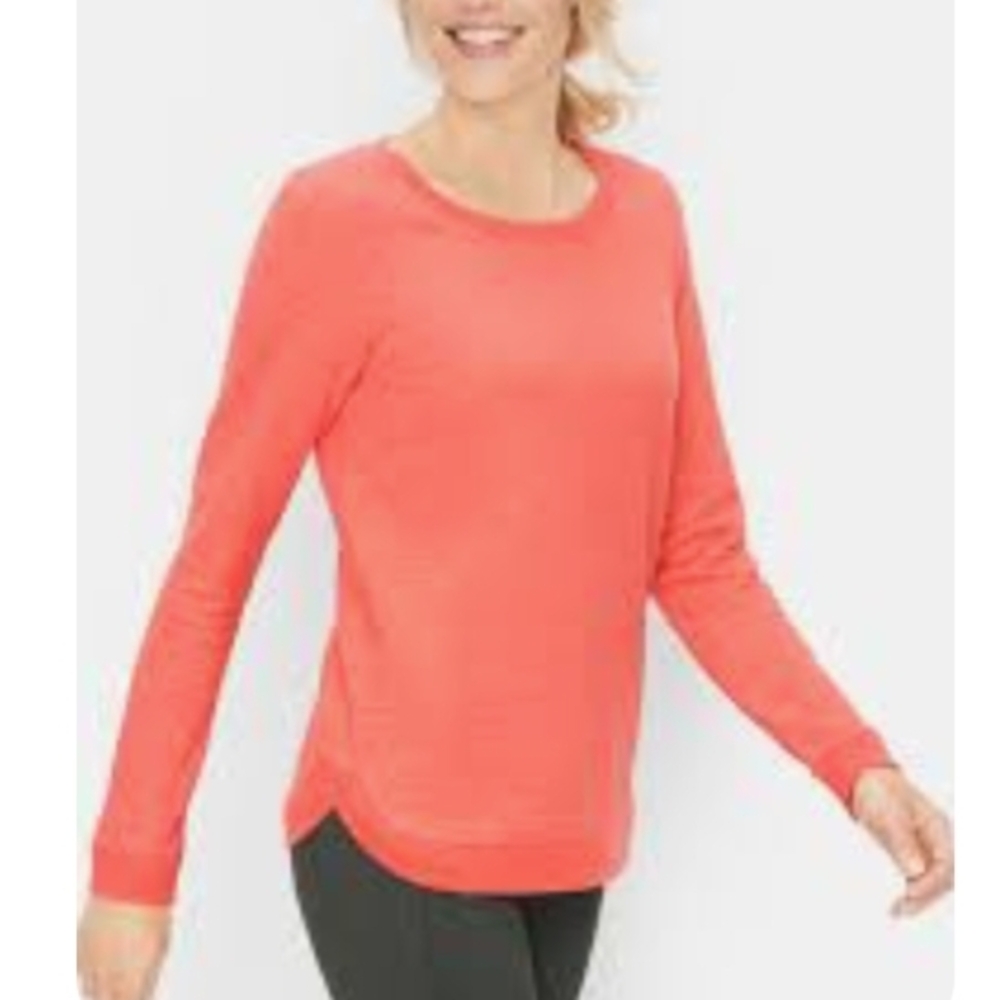 T By Talbots, Featherweight Fleece Curved Hem Sweatshirt